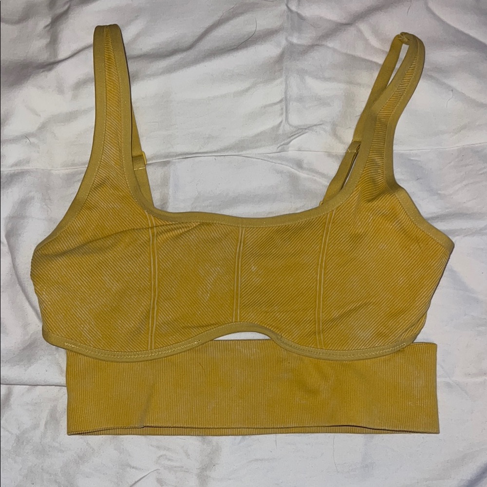 Aerie Mustard Yellow Ribbed Bra